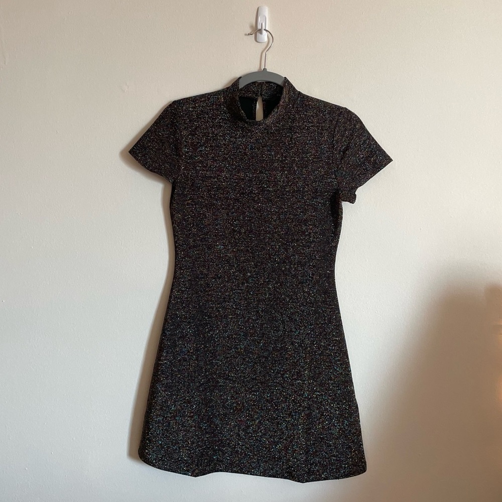 Forever 21 Multi-Color Mock Neck Holiday Dress